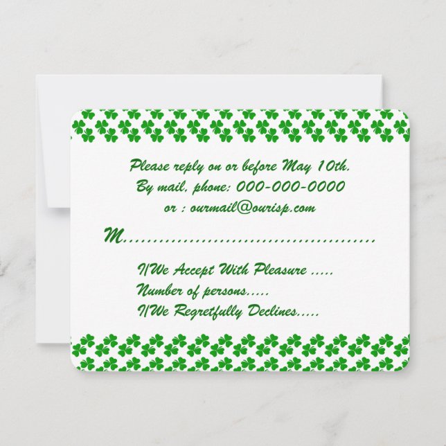 Tarjeta de respuesta de invitación a la boda de no (Anverso)