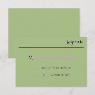 Tarjeta de respuesta de invitación a la boda verde