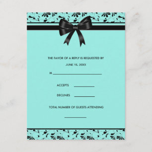 Tarjeta de respuesta de invitación azul turquesa c