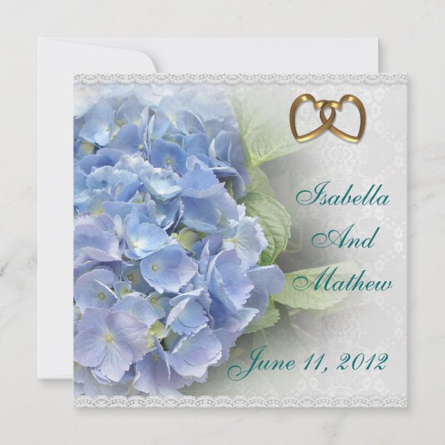 Tarjeta de respuesta de invitación Blue Hydrangea  (Anverso)
