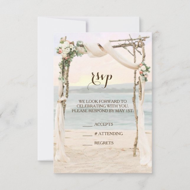 Tarjeta de respuesta de invitación de boda al atar (Anverso)