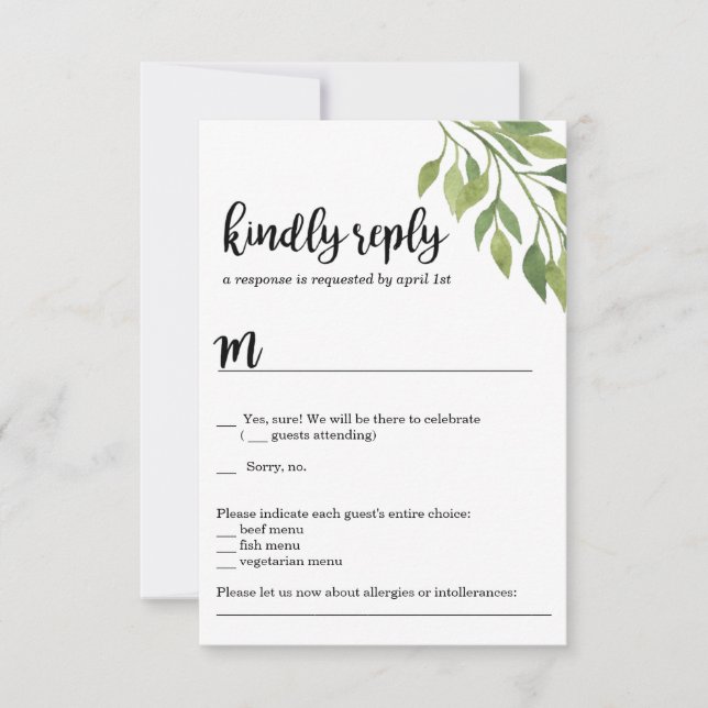 Tarjeta de respuesta de invitación de boda con fol (Anverso)
