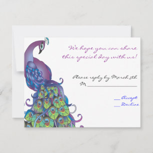 Tarjeta de respuesta de invitación de boda con tem