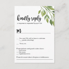 Tarjeta de respuesta de invitación de boda con veg