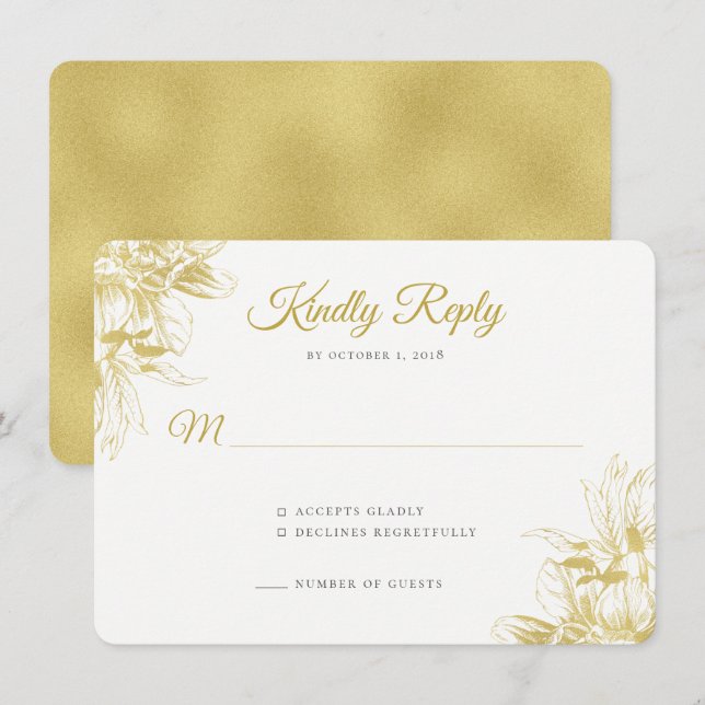 Tarjeta de respuesta de invitación de boda elegant (Anverso / Reverso)