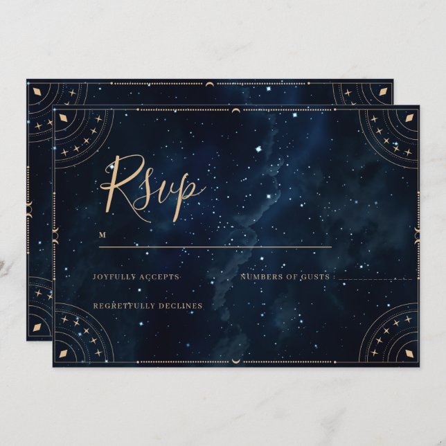 Tarjeta de respuesta de invitación de boda elegant (Anverso / Reverso)