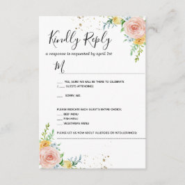Tarjeta de respuesta de invitación de boda floral