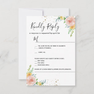Tarjeta de respuesta de invitación de boda floral 