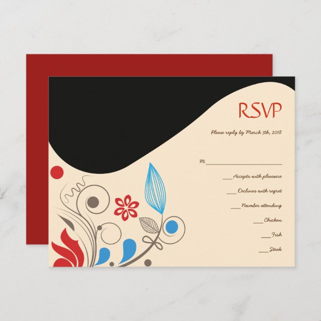 Tarjeta de respuesta de invitación de boda judía H (Anverso / Reverso)