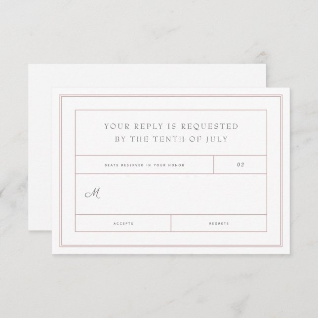 Tarjeta de respuesta de invitación de boda minimal (Anverso / Reverso)