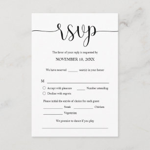 Tarjeta de respuesta de invitación de boda, opcion