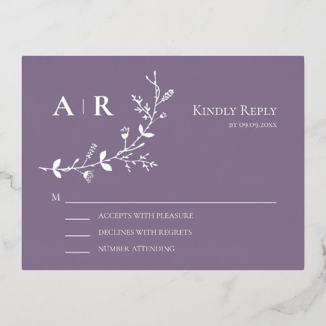 Tarjeta de respuesta de invitación de boda RSVP de (Anverso)