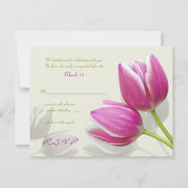 Tarjeta de respuesta de invitación de boda tulipán (Anverso)