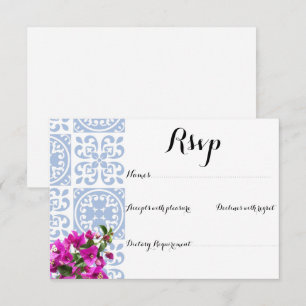 TARJETA DE RESPUESTA DE INVITACIÓN DE BODAS AZUL