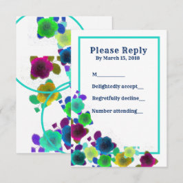 Tarjeta de respuesta de invitación de cascada flor