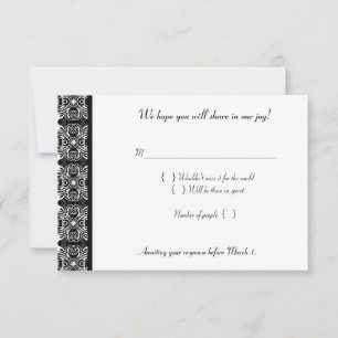 Tarjeta de respuesta de invitación de encaje negro