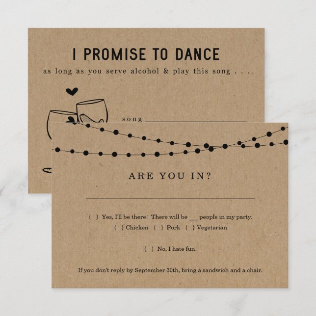 Tarjeta de respuesta de invitación divertida con s (Anverso / Reverso)