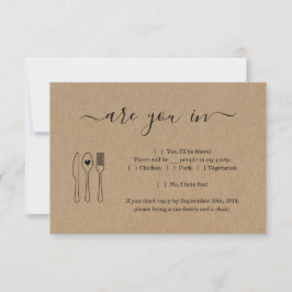 Tarjeta de respuesta de invitación divertida y lin