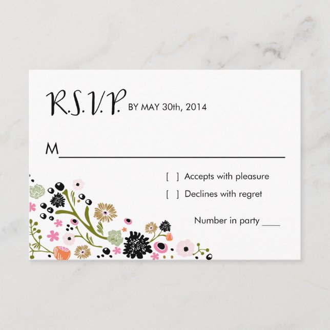 Tarjeta de respuesta de invitación Pretty Bouquet  (Anverso)