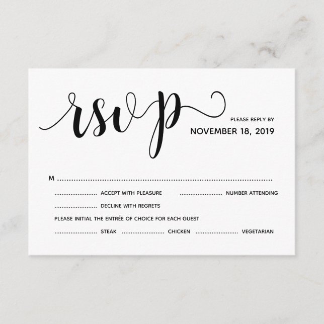 Tarjeta de respuesta de invitación RSVP de matrimo (Anverso)