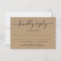 Tarjeta de respuesta de invitación - Rustic Kraft