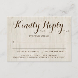 Tarjeta de respuesta de invitación rústica