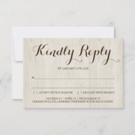 Tarjeta de respuesta de invitación rústica