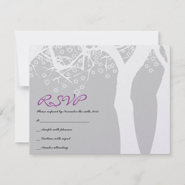 Tarjeta de respuesta de invitación STAR TREE Bar B (Anverso)