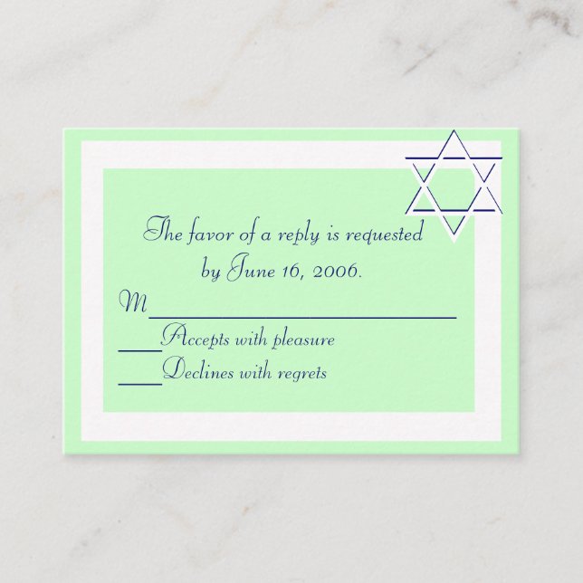 Tarjeta de respuesta de invitaciones Bar/Bat Mitzv (Anverso)