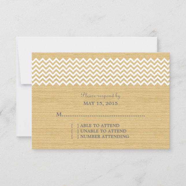 Tarjeta de respuesta de Ivory Rustic Chevron (Anverso)
