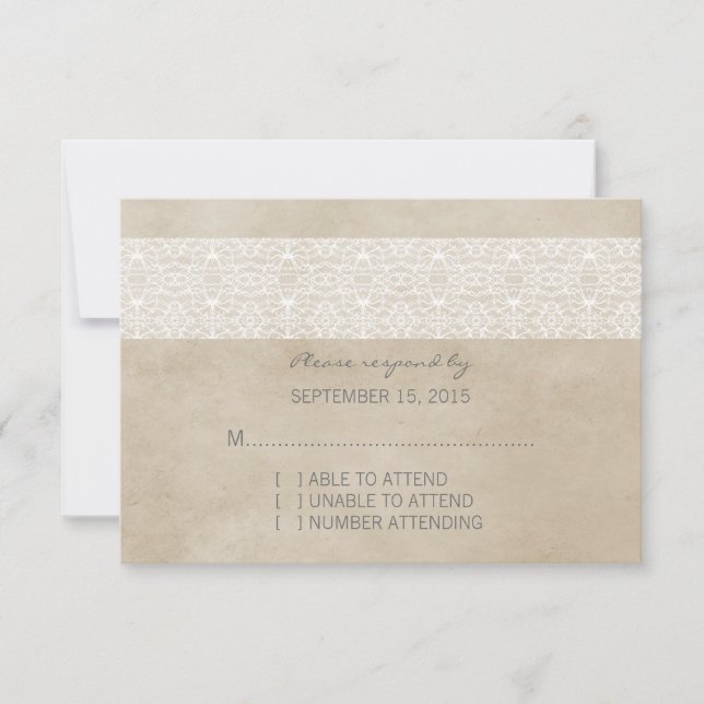 Tarjeta de respuesta de Ivory Rustic Lace (Anverso)