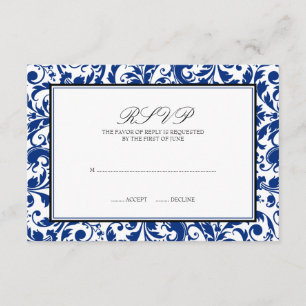 Tarjeta de respuesta de la boda de la damasca de S