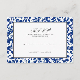 Tarjeta de respuesta de la boda de la damasca de S