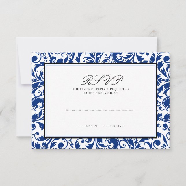 Tarjeta de respuesta de la boda de la damasca de S (Anverso)