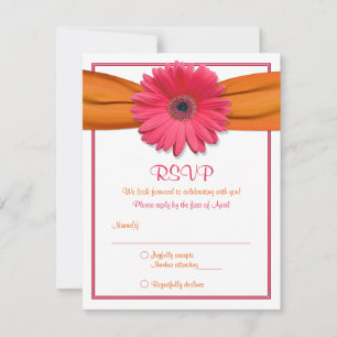 Tarjeta de respuesta de la chica gerbera rosada Na