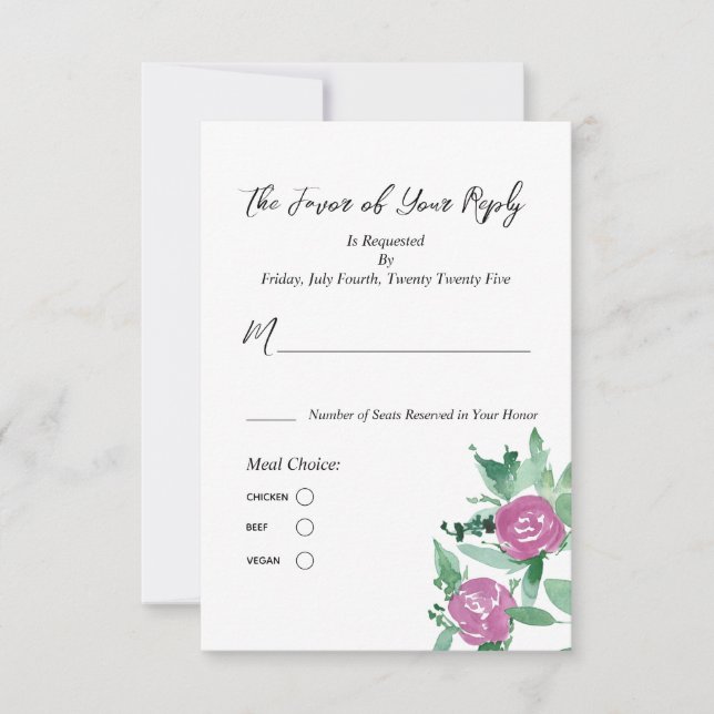 Tarjeta de respuesta de la comida floral de Eucaly (Anverso)