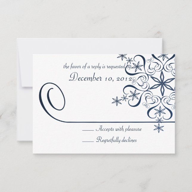 Tarjeta de respuesta de la elegancia azul de copo  (Anverso)