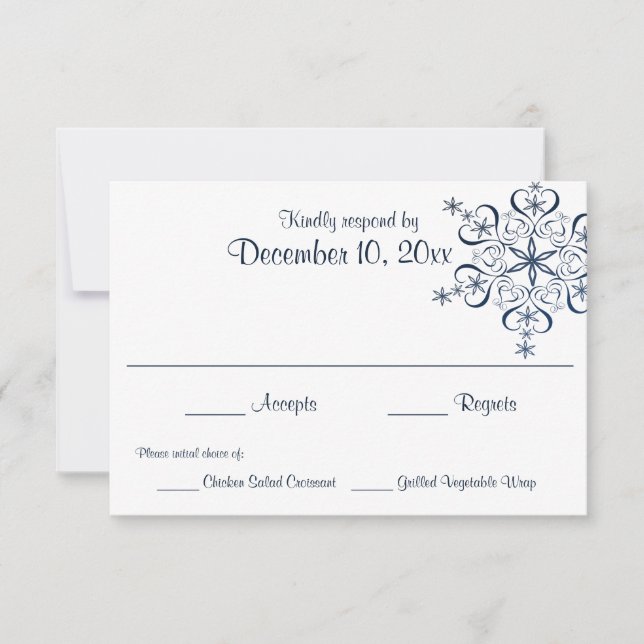Tarjeta de respuesta de la elegancia azul de copo  (Anverso)