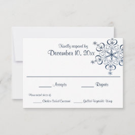 Tarjeta de respuesta de la elegancia azul de copo 