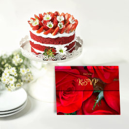 Tarjeta de respuesta de la fiesta de la rosa roja