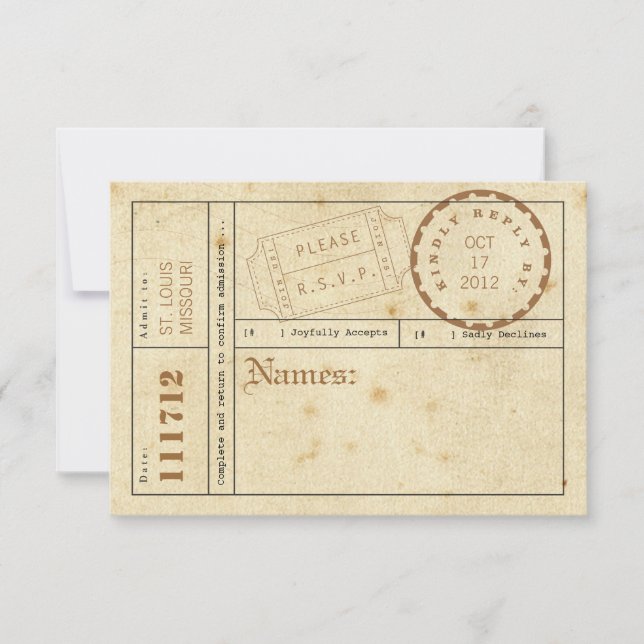 Tarjeta de respuesta de la pestaña de entradas de  (Anverso)