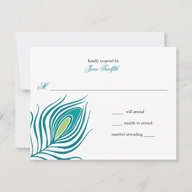 Tarjeta de respuesta de la pluma de pavo real (Anverso)