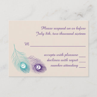 Tarjeta de respuesta de la pluma de pavo real