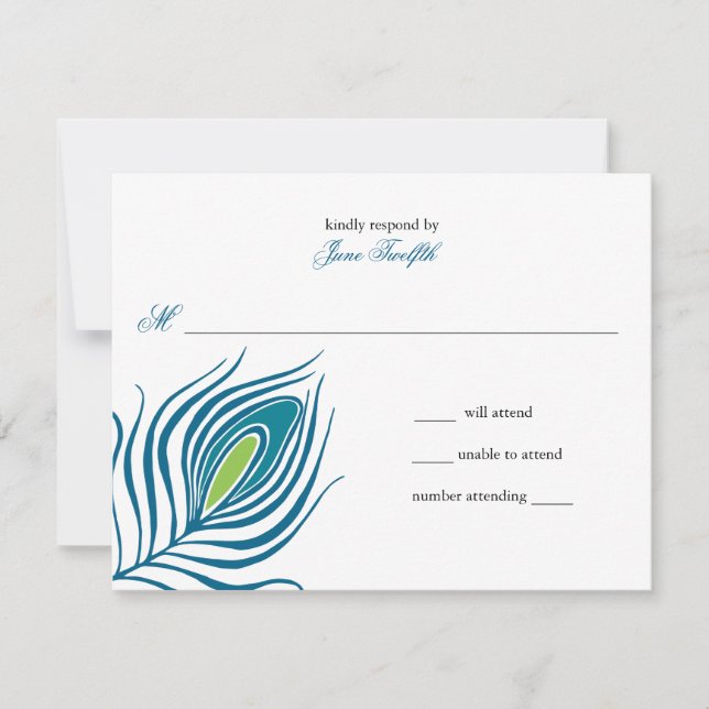 Tarjeta de respuesta de la pluma de pavo real (Anverso)