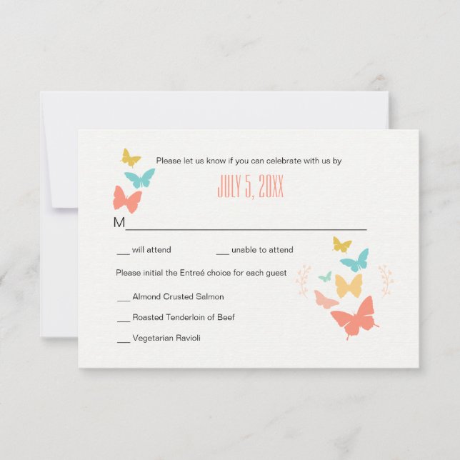 Tarjeta de respuesta de lienzo de mariposa (Anverso)