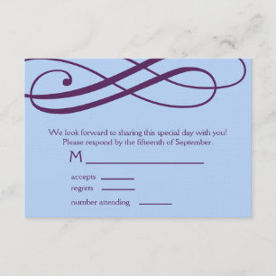 Tarjeta de respuesta de los Swirls Blue Plum and P
