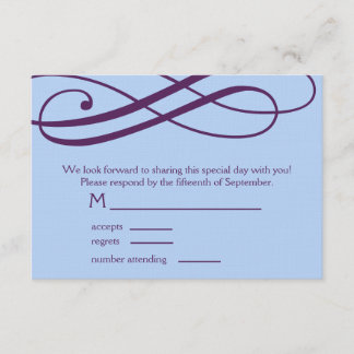Tarjeta de respuesta de los Swirls Blue Plum and P