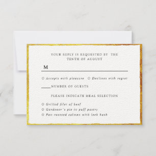 Tarjeta de respuesta de marco de borde dorado de v