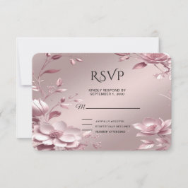 Tarjeta de Respuesta de Marco Floral Rosa Delicado