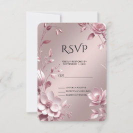 Tarjeta de Respuesta de Marco Floral Rosa Delicado